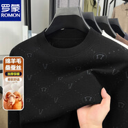 羅蒙羊毛衫男士秋冬季新款桑蠶絲圓領(lǐng)毛衣休閑保暖針織衫打底衫上衣男 黑色 【桑蠶絲+綿羊毛】 M 建議90-120斤