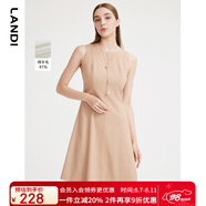 LANDI秋季新款羊毛無袖收腰a字連衣裙女通勤內(nèi)搭短裙 粉紅色 L
