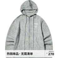 BEASTER鬼臉刺繡圖案連帽針織開衫男秋季新款寬松復(fù)古毛衣外套女 花灰色 S
