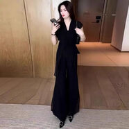 潯菲大碼女裝胖妹妹200斤春夏裝高端雪紡時(shí)尚套裝女夏季新款顯瘦不規 上衣+褲子裝 M 建議85-105斤