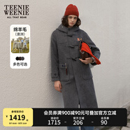 Teenie Weenie【雙面呢】小熊冬裝時尚澳洲綿羊毛牛角扣毛呢大衣女 中灰色 XL (175)