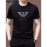 EMPORIO ARMANI EA7阿瑪尼圓領(lǐng)短袖t恤男士印花冰·絲新款時(shí)尚休閑潮流上衣 AM566黑色 L 170建議120-135斤