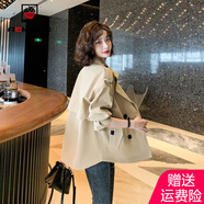 AEMAPE 氣質(zhì)短款風(fēng)衣女2025春秋冬裝新款時(shí)尚短外套女長(zhǎng)袖上衣寬松 淺卡其色 XL