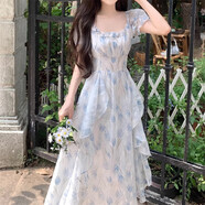 妙奕嘉連衣裙女純欲小香風(fēng)夏季裙子衣服女裝沙灘裙海邊穿搭氣質(zhì)長(zhǎng)裙女裙 浪漫藍(lán)碎花雪紡連衣裙 L