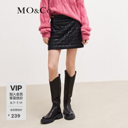 MO&Co.【蛋白皮】黑色高腰短裙半身裙皮裙色復(fù)古包臀裙女 黑色 S 160