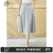 固執(zhí)（OBSTINATE）【折扣】夏季新款學院格子中長半身裙11122BQ07477 灰白格子 165/84A/M