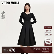 VEROMODA連衣裙女2024早秋新款針織拼接百褶連衣裙赫本小黑裙優(yōu)雅百搭氣質(zhì) 黑色 S