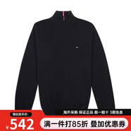 Tommy Hilfiger湯米毛衣 男裝歐美休閑棉質(zhì)男士半拉鏈針織衫 001 黑 S