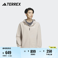 adidas舒適加絨戶外運(yùn)動(dòng)連帽軟殼衣男裝阿迪達(dá)斯官方TERREX   淺卡其/淺灰   L