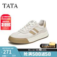 他她（TATA）男士阿甘男鞋復(fù)古德訓(xùn)鞋男運(yùn)動(dòng)休閑鞋厚底板鞋小白鞋PCB01AM3 QDR01AM4米/灰/杏 38