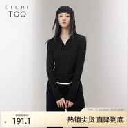愛居兔秋季新款假兩件拼色設(shè)計修身時尚打底衫長袖針織衫ENZCJ3P002A 黑色鑲拼03 L 165/88A