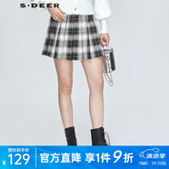 sdeer圣迪奧2021年春季女裝學(xué)院風(fēng)撞色格紋青春百褶格紋A字短裙女S21161304 深灰綠/98（實(shí)際顏色為深灰/97） S 160
