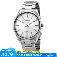 西鐵城（CITIZEN）男士手表石英表商務(wù)休閑銀色圓形42mm防水30m不銹鋼帶休閑日常 as pic 42mm