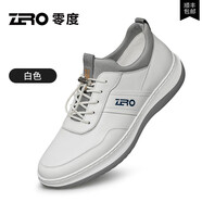 零度ZRO男鞋2025夏季新款沖孔透氣真皮運(yùn)動休閑鞋時尚輕便免系帶 白色 yf8017 44