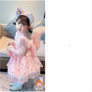 云薔玲娜貝兒衣服 連衣裙洛麗塔裙子女寶寶公主裙玲娜貝爾紗裙星黛露 粉色加絨毛衣裙， 收藏加購送裙 M 100c