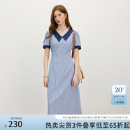 范思藍(lán)恩格紋miu系學(xué)院風(fēng)連衣裙2025夏季新款少女氣質(zhì)通勤2699 海鹽梔子藍(lán) L