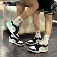 耐克（NIKE）【潮】Air Jordan aj1板鞋男女情侶新款低幫休閑運(yùn)動(dòng)籃球鞋休閑鞋 553560/553558-131 白綠 女款GS 37.5