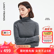 朗姿【秀款 明星同款】純羊毛無縫針織衫上衣內(nèi)搭打底衫曠野美拉德女 深灰色 XL