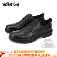Walker Shop男款休閑皮鞋時(shí)尚正裝商務(wù)高級感英倫風(fēng)黑色增高皮鞋結婚新郎鞋子 黑色 42