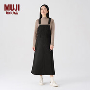 無印良品 MUJI 女式 棉斜紋背帶裙裙子文藝范工裝純棉全棉BE06CC3A 黑色 S(155/62A)