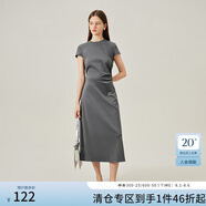 范思藍(lán)恩范思藍(lán)恩時尚針織T恤裙女2024夏季新款針織無袖背心裙包袖12883 灰咖色 XS