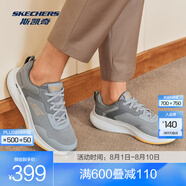 斯凱奇（Skechers）男女鞋2025新款緩震健步鞋加厚中低運動鞋跑步鞋子 男款-淺灰色/LTGY 43