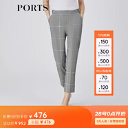 PORTS女裝小腳口長褲LM8P081MFQ075 霧霾藍格紋 S (4)