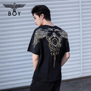 BOY LONDON【暗黑羅盤(pán)】夏情侶款短袖權杖印花炸街潮牌T恤N01906 N0103902 S