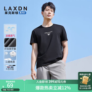萊克斯頓（laxdn）春夏新款百搭時(shí)尚字母印花T恤純棉T恤短袖上衣男士 印花款-深黑 L