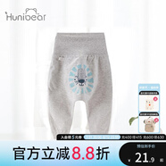 歡喜小熊 寶寶褲子?jì)雰捍髉p褲高腰護(hù)肚春秋四季外穿冬季加絨加厚哈倫褲 205703J 淺灰 80(建議10-18個(gè)月.身高73-80cm)