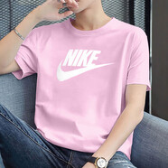 耐克（NIKE）耐克正品寬松五分袖棉運動T恤夏季新款男子休閑短袖薄上衣 粉色AR5005-624 官方正品 純棉透 M 推薦120-130斤