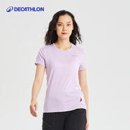迪卡儂運動戶外速干衣女跑步短袖QUMM女款-淺紫色XXL（成人）-2497696