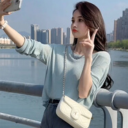 AC-AICHEN今年流行成套搭配牛仔短裙套裝女2024新款夏裝減齡時(shí)尚兩件套炸街 藍色針織上衣 S