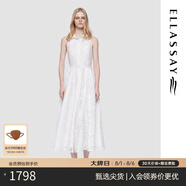 歌力思（ELLASSAY）2025夏季新款鏤空精致花卉刺繡淡雅無(wú)袖襯衫連衣裙女EWD362Y15300 純凈白 S