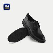 HLA海瀾之家皮鞋男25圓頭低跟牛皮商務(wù)辦公室皮鞋男