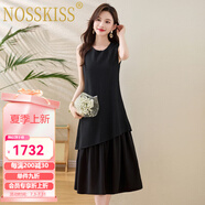 NOSSKISS奢侈高檔品牌鏤空背心連衣裙女2025夏新款寬松遮肚顯瘦氣質(zhì)無袖裙 黑色品質(zhì)升級版 M 建議105斤以內(nèi)