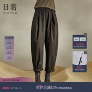日著（rizhuo）原創(chuàng)設(shè)計女裝2024夏季新款小眾別致闊腿寬松顯瘦休閑哈倫褲子 客黑 L