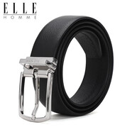 ELLE HOMME男士皮帶時(shí)尚針扣腰帶 頭層牛皮休閑褲帶男4613黑色生日禮物