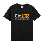 agitation夏季程序員geek極客惡搞github章魚(yú)貓周邊純棉圓領(lǐng)短袖半袖T恤男 黑色 M
