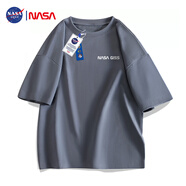 NASA GISS官方潮牌聯(lián)名短袖t恤男簡(jiǎn)約純棉上衣寬松大碼體恤 鐵灰 L 