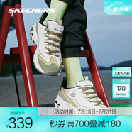 斯凱奇（Skechers）奶茶熊1代丨春夏女鞋運動鞋繽紛撞色新款復古增高老爹鞋休閑鞋潮 橄欖綠/NTOL 37 37 (及以下參考選擇大半碼)