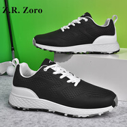 Z.R.Zoro輕奢品牌男鞋2025秋季新款防水高爾夫球鞋戶(hù)外軟底防滑運(yùn)動(dòng)休閑鞋 黑色 43