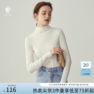 范思藍恩范思藍恩204303半高領打底衫女秋冬百搭修身針織上衣緊身內搭毛衣 奶白色  M