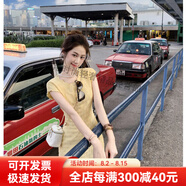 魚兔子的兔子小香風(fēng)黃色連衣裙女2025夏季新款高端精致氣質(zhì)短裙子 明黃色 S 165