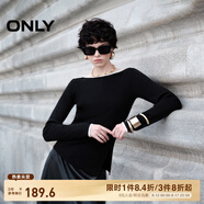 ONLY秋冬時(shí)尚撞色一字領(lǐng)開(kāi)叉修身毛衣針織衫女|124324013 E40 煤黑色 S (160) 80A