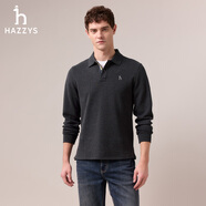哈吉斯（HAZZYS）男裝 2025秋季新款翻領(lǐng)T恤純色男上衣長(cháng)袖polo衫男ABTZE0CCE01 深灰色CC 2XL （185/104A 52）