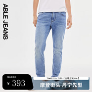ABLE JEANS【立體修身褲】男士顯瘦長褲復(fù)古牛仔褲瘦腿褲男 【冰爽】水洗淺靛藍(lán) 38 /34