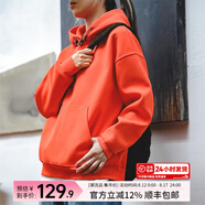 馬登女裝 美式重磅毛呢連帽衛衣寬松加厚套頭衫休閑長(cháng)袖上衣冬 橙色 馬登工裝 S