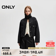 ONLY春夏復(fù)古帥氣毛絨拼接領(lǐng)口保暖牛仔外套女|124354012 J09 深牛仔灰色 常規(guī) XS (155) 76A