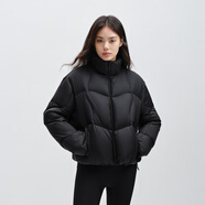 太平鳥(niǎo)女裝小火山短款立領(lǐng)泡芙羽絨服新款小個(gè)子保暖服外套 黑色 S